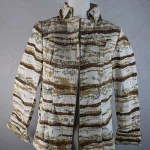 Blu Ice Zip Down Jacket Brown Beige Size Small